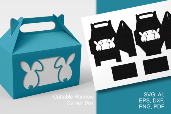2 Bunnies Wide Window Gable Favor Box – 3D SVG Gift Boxes for Crafters & Etsy Sellers