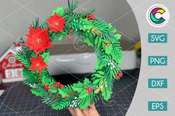 3D SVG Christmas Wreath for Editorial Design