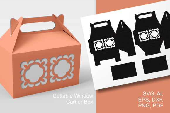 Bloom Block Cutout 1 Gable Box Template: 3D SVG Gift Boxes