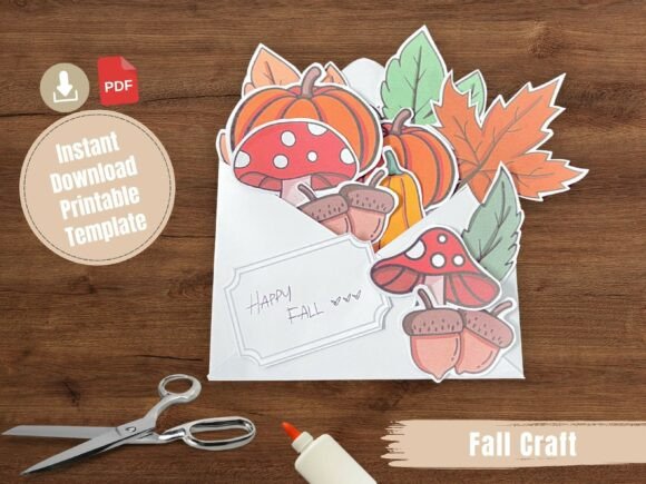 Fall 3D SVG Envelope Craft for Autumn Content