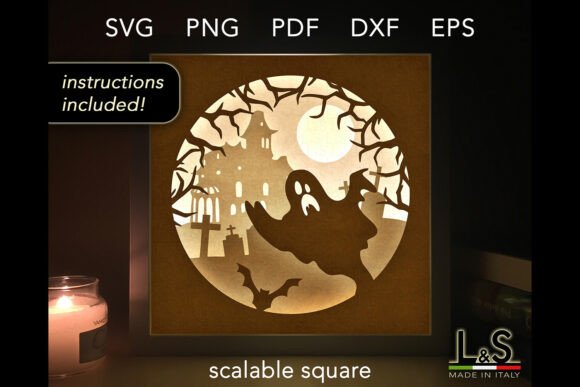 Halloween Ghost Shadow Box SVG: A 3D Shadow Box Design for Spooky Editorial Flair