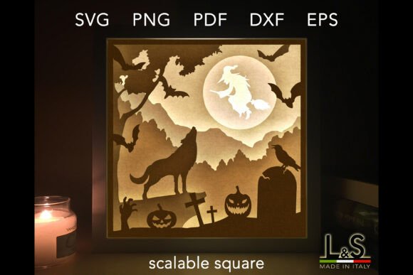 Halloween Wolf Shadow Box: 3D SVG Magic for Seasonal Branding