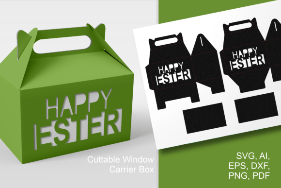 Happy Easter Typography Cutout Gable Box 3D SVG Shapes