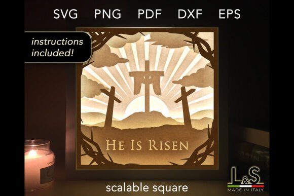 He Is Risen 3D SVG for Easter Shadow Boxes