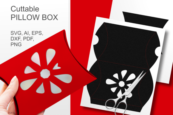 Heart-Shaped Flower Pillow Box Template: 3D SVG Gift Boxes