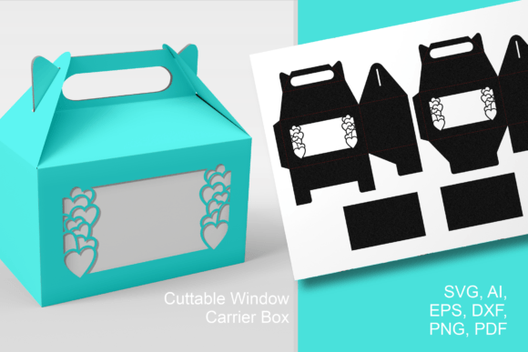 Lots of Hearts Gable Box Template: 3D SVG for Gift Boxes