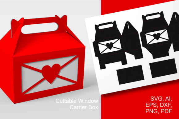 Love Letter Window Gable Box Template: 3D SVG Gift Boxes
