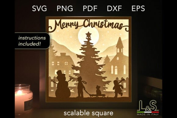 Merry Christmas Kids Shadow Box SVG: 3D Light Box Review