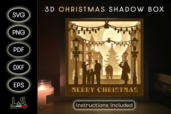 Merry Christmas Shadow Box Template: 3D SVG Review