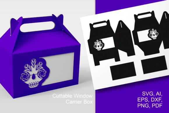 Modern Sugar Skull Window 3D SVG for Holidays
