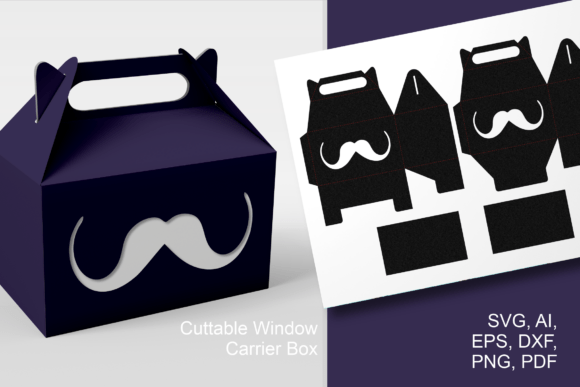 Mustache 3 Gable Window Box: 3D SVG for Father's Day