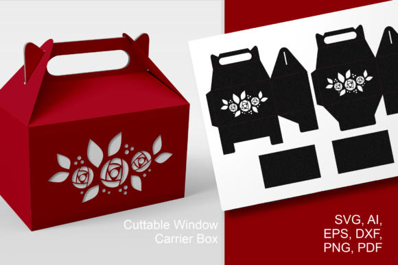 Roses Gable Window Favor Box 3D SVG for Gift Boxes
