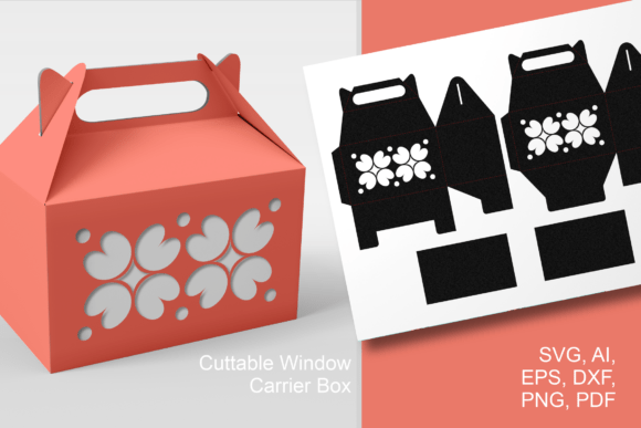 Scandi Flower Cutout Gable Box Template: 3D SVG for Spring