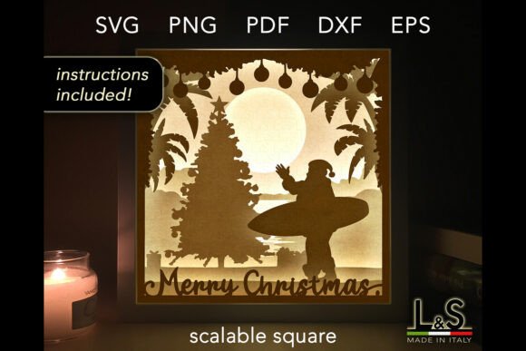 Tropical Christmas 3D SVG for Shadow Boxes