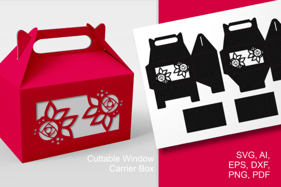 Wide Windows N Roses 3D SVG for Gift Boxes